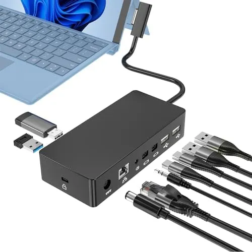 Surface Dock,Surface Pro Docking Station with 90W Power Supply,Ethernet,Mini DP*2,USB 3.0 * 4,Audio for Surface Pro 9/8/X/7/6/5/4/3, Surface Laptop go/5/4/3/2/1, Surface Book 3/2/1