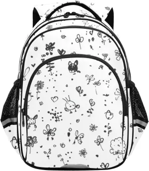 susiyo Flowers and AnimalsDouble shoulders Backpack zipper backpack, With compartments, Double side bag, for school