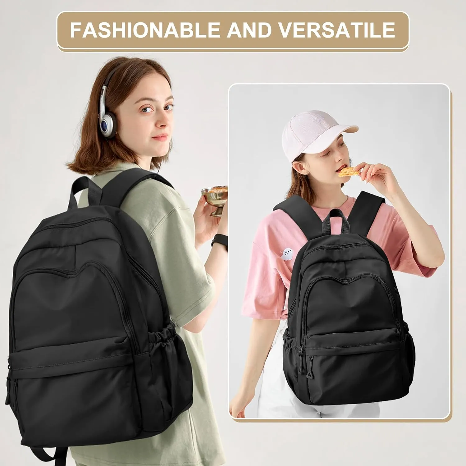 suwasp Casual Laptop Backpack for Women Men College Bookbag Waterproof Lightweight School Bag 15.6inch Laptop Daypack Large Capacity School Backpack for Teens Boys Girls (black A)