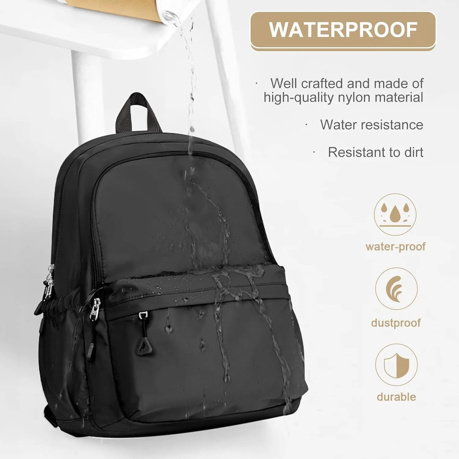 suwasp Casual Laptop Backpack for Women Men College Bookbag Waterproof Lightweight School Bag 15.6inch Laptop Daypack Large Capacity School Backpack for Teens Boys Girls (black A)