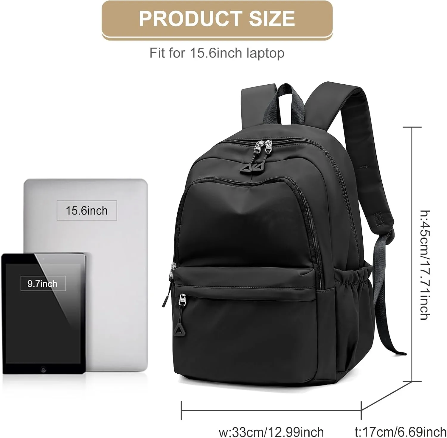 suwasp Casual Laptop Backpack for Women Men College Bookbag Waterproof Lightweight School Bag 15.6inch Laptop Daypack Large Capacity School Backpack for Teens Boys Girls (black A)