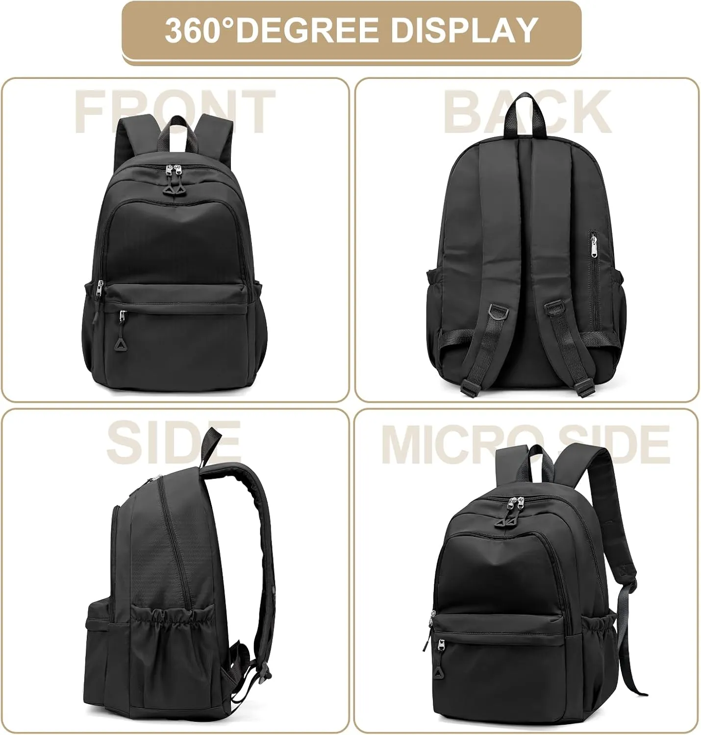 suwasp Casual Laptop Backpack for Women Men College Bookbag Waterproof Lightweight School Bag 15.6inch Laptop Daypack Large Capacity School Backpack for Teens Boys Girls (black A)