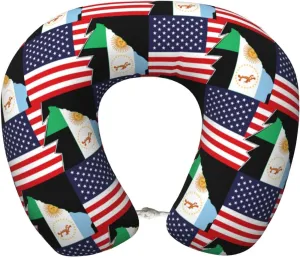 SVG Flag Map of Chaco and America Neck Pillow Memory Foam U-Shaped Travel Neck Pillow for Airplanes Car Home