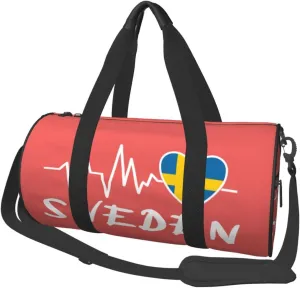 Sweden Heartbeat Duffel Bag Gym Bag Travel Sports Tote Large Foldable Beach Swim Yoga7
