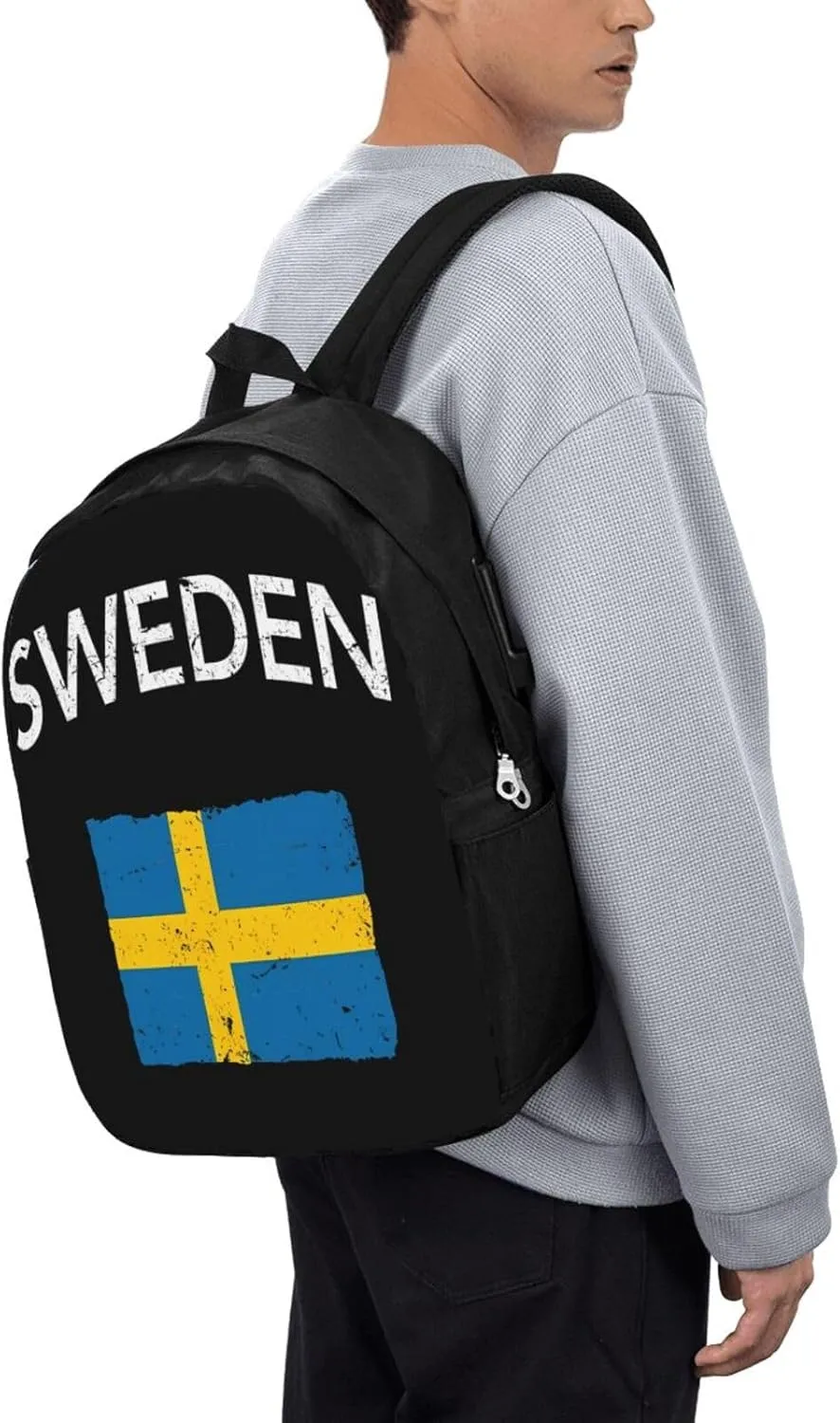 Swedish Sweden Flag Laptop Backpacks Travel Backpack Casual Business Daypack Sport Rucksack Computer Bag Fits up to 17 Inch Notebook with USB Port