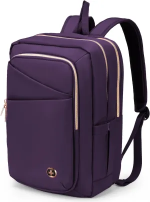 Swissdigital Design College Backpack For Women, Fits 15.6 Inch Laptop Bookbags With USB Charging Port, Large Backpacks For Students, Purple l KATY ROSE