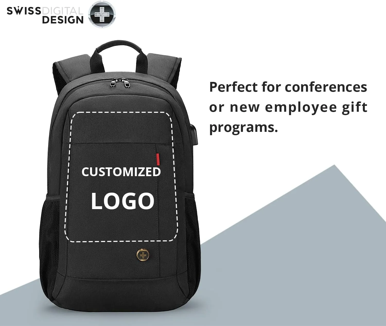 Swissdigital Design College Laptop Backpack, Travel Slim Laptops Backpack with USB Charging Port for Men & Women Fits 16 Inch Notebook, Black | ARBON