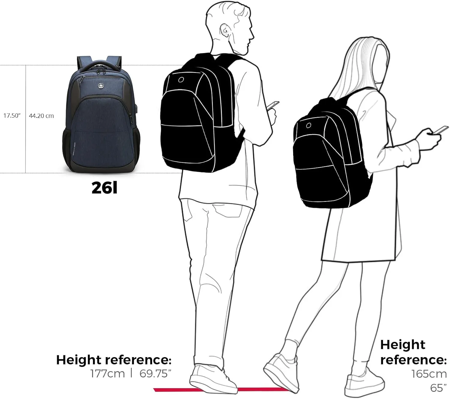 Swissdigital Design Travel Laptop Backpack for Men and Women, Business Backpack with USB Charging Port for Fits 16 Inch Notebook, Blue | ANDWIL