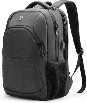 Swissdigital Design Travel Laptop Backpack for Men and Women, College Backpack with USB Charging Port for Fits 16 Inch Notebook, Grey | ANDWIL