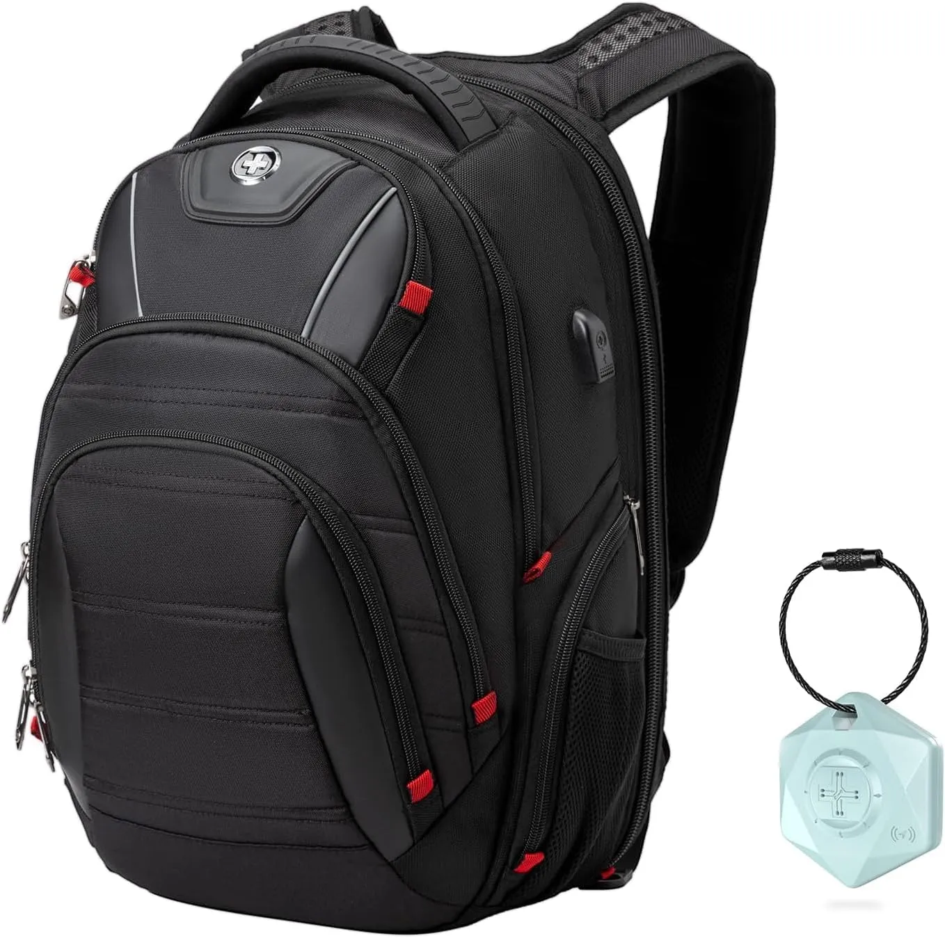 Swissdigital Travel Backpack with Smart Bluetooth Locator - Pairs with Apple Find My (iOS Only)