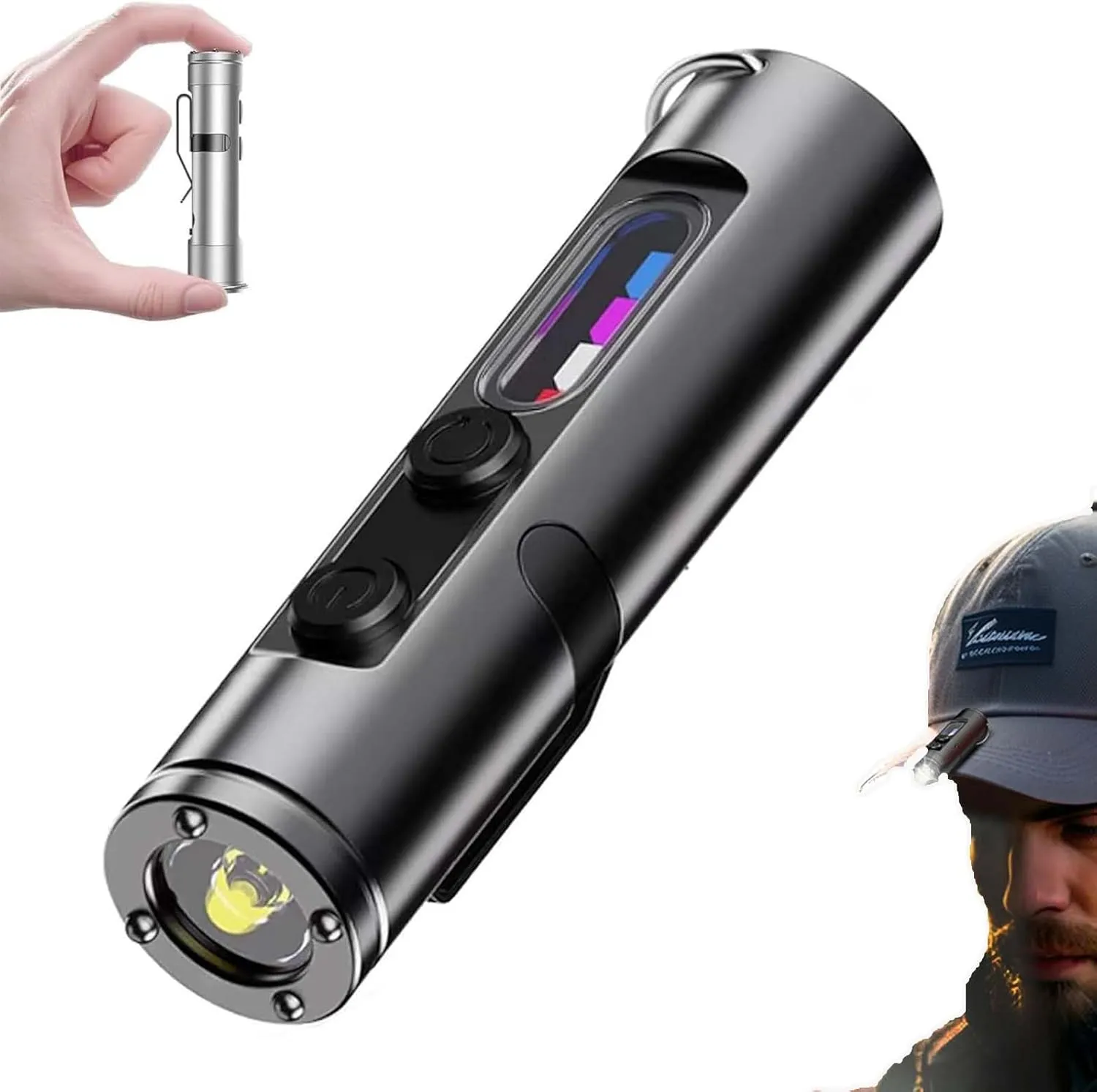 Taclite Mini – The Ultimate Everyday Micro Tool, 2025 New Taclite Mini Flashlight, Magnetic Pocket Keychain Flashlight with Hat Clip, Waterproof for Camping, Emergency (Black)