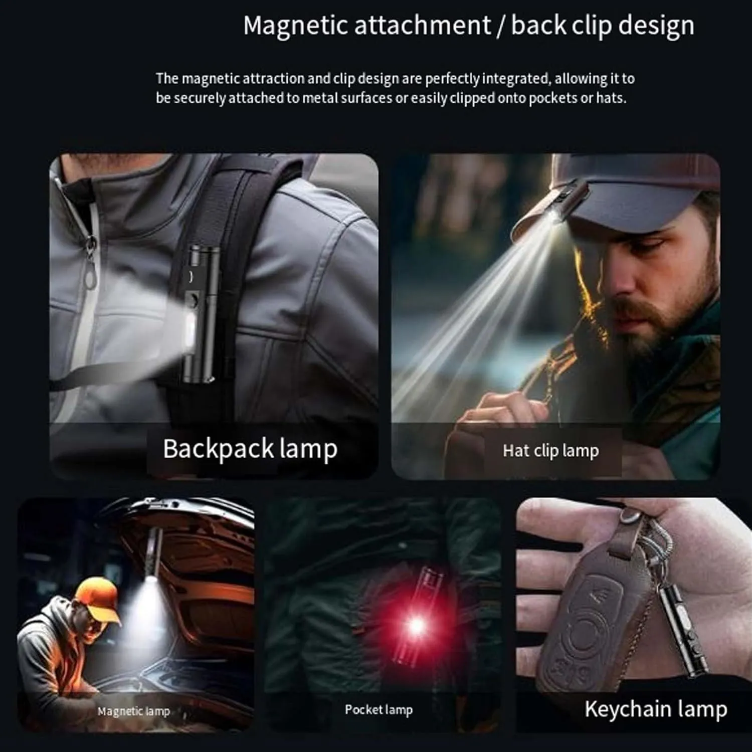 Taclite Mini – The Ultimate Everyday Micro Tool, 2025 New Taclite Mini Flashlight, Magnetic Pocket Keychain Flashlight with Hat Clip, Waterproof for Camping, Emergency (Black)