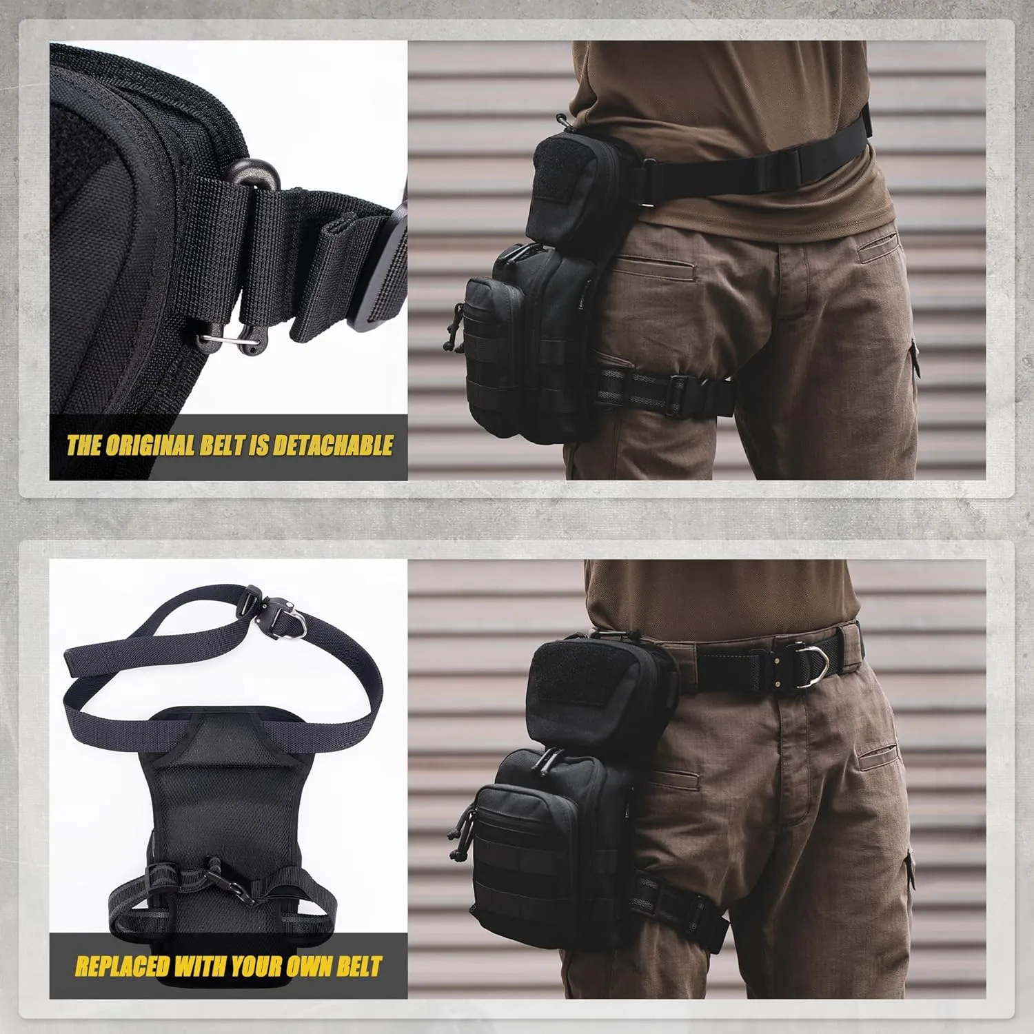 Tactical Drop Leg Bag Utility Pouch Molle Pack for Outdoor Motorcycle Cycling Hunting Hiking with CCW Gun Holster