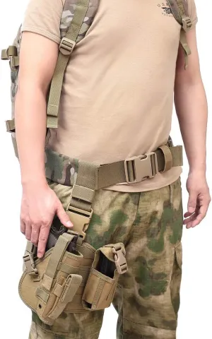 Tactical Drop Leg Holster with Magazine Pouch Military Tactical MOLLE Pistol Handgun Thigh Pistol Gun Holster Adjustable Right Handed Platform Panel