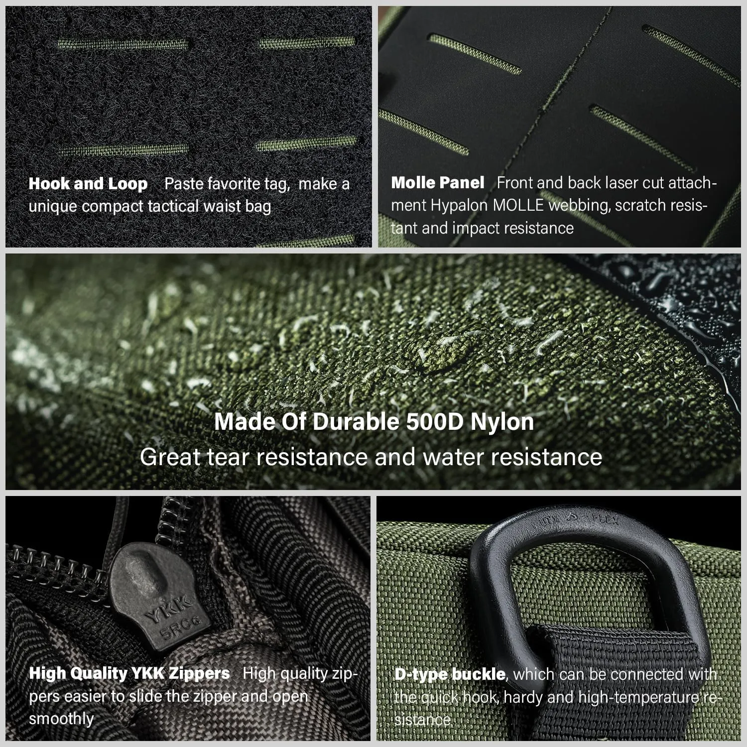 TACTICAL GEEK EDC Compact Waist Pocket Pouch, Men EDC Pouch Organizer, Multi-Purpose Molle Tool Pouch for Multitools, Utility Tool Organizer Bag for Daily Essentials Carry(Block E3.0-GY)