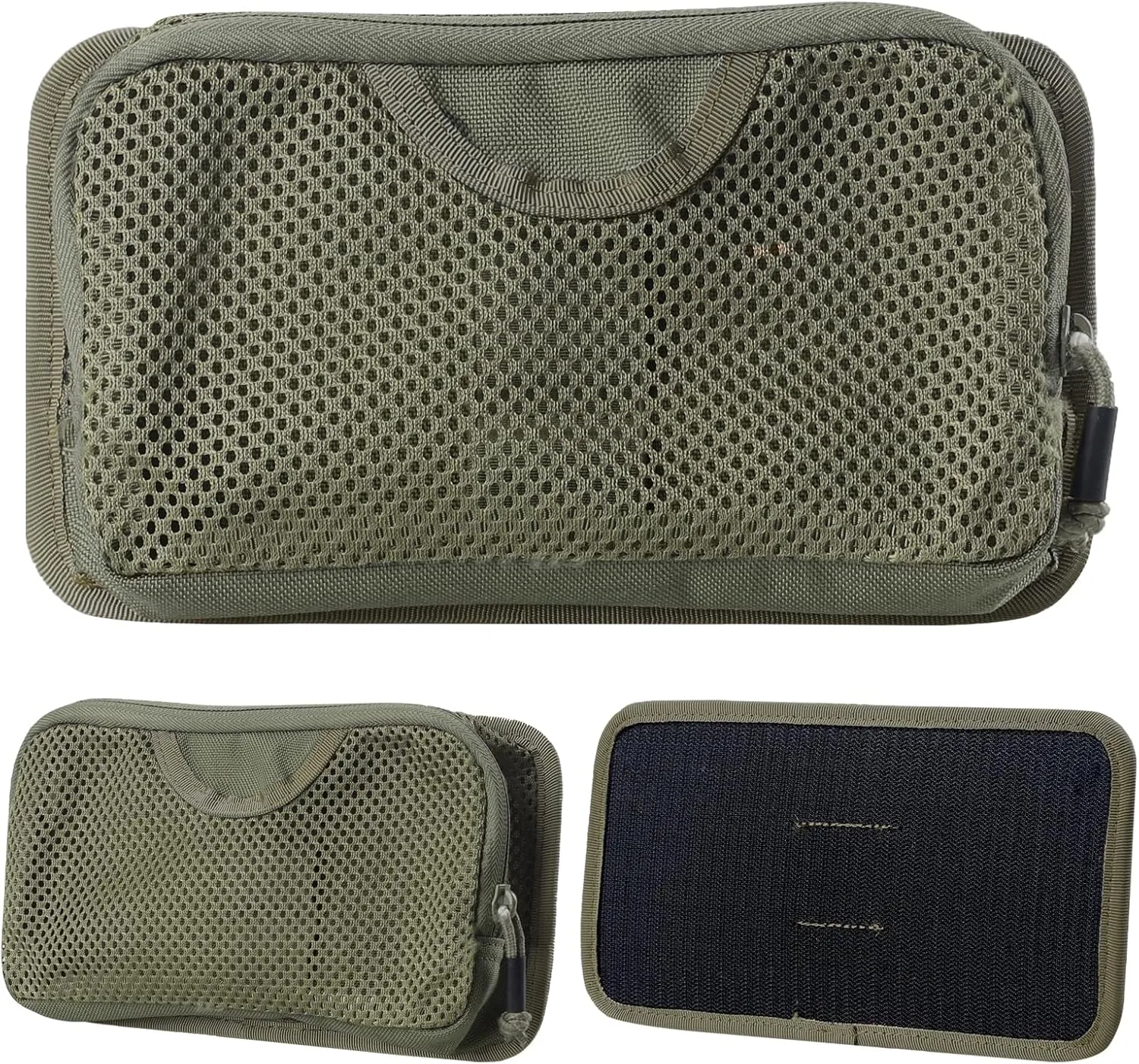 Tactical Mesh Zipper Pouch, Modular Insert Panel Organizer EDC Utility Storage Pocket with Hook-N-Loop Fasteners for Backpack Bag Accessories