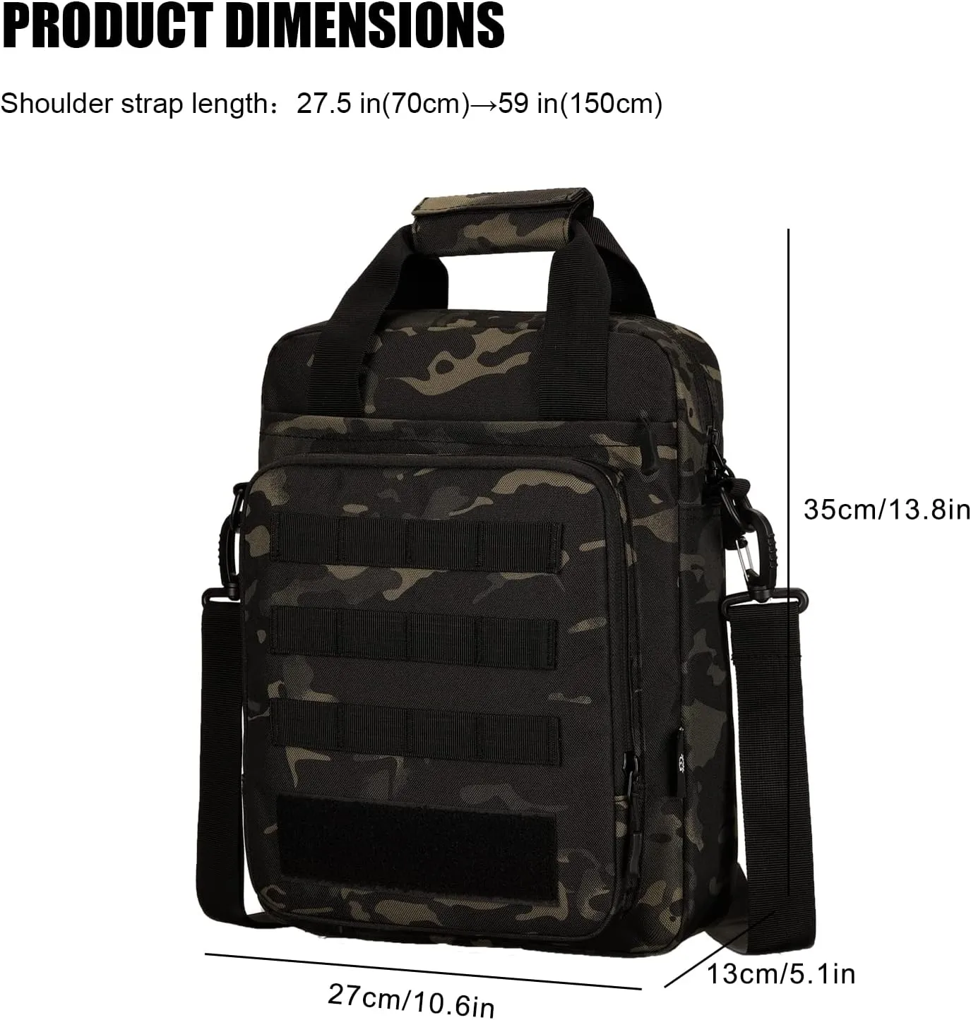 Tactical Messenger Bag, Tactical Briefcase Laptop Bag Heavy Duty MOLLE Shoulder Pack Handbag for Men(Patch Included)