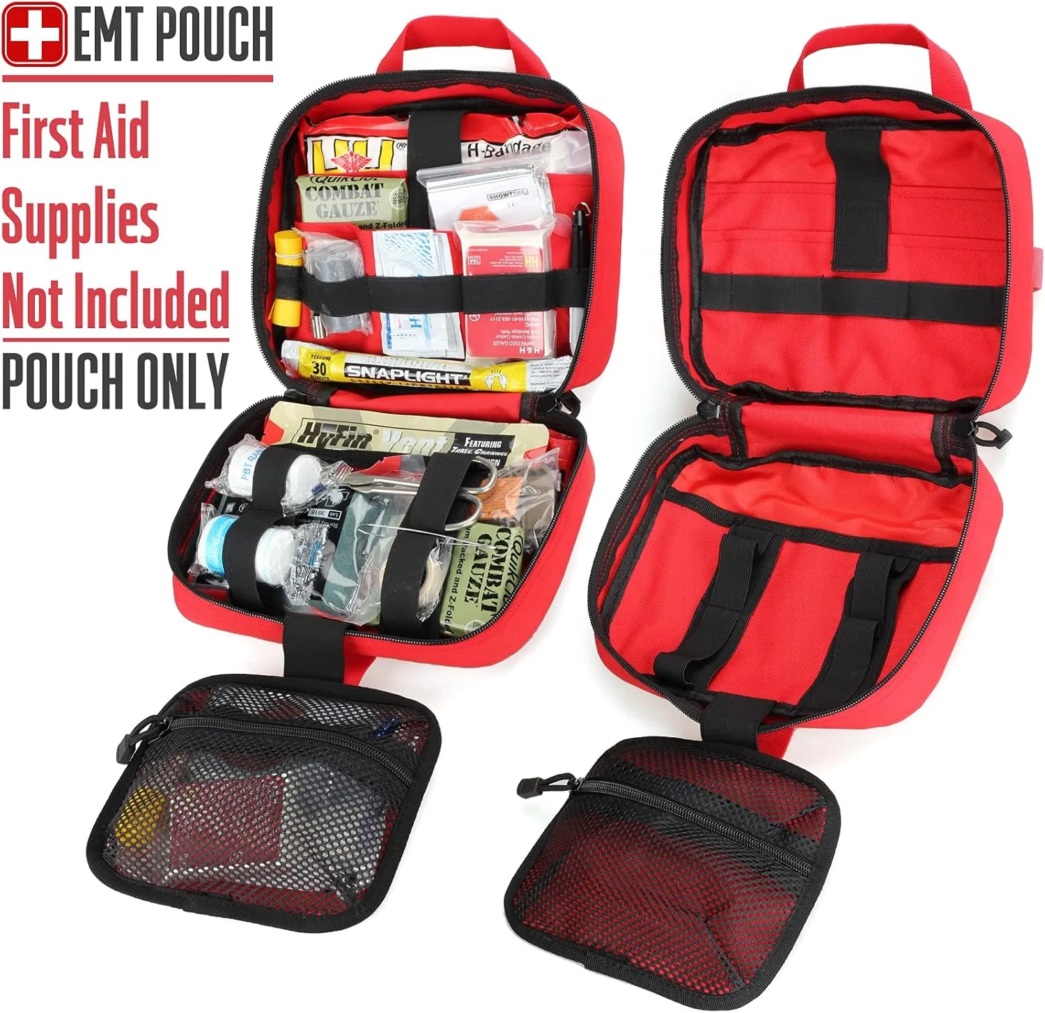 Tactical Molle Medical Pouch - Upgraded Size, Large Capacity IFAK Pouch with Detachable Quick Release and Headrest Mount, Includes Flag and Cross Patch