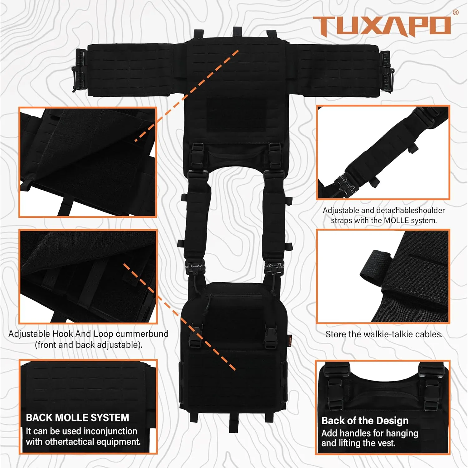 Tactical Molle Vest for Men Laser Cutting Modular Lightweight Quick Release Adjustable Vests