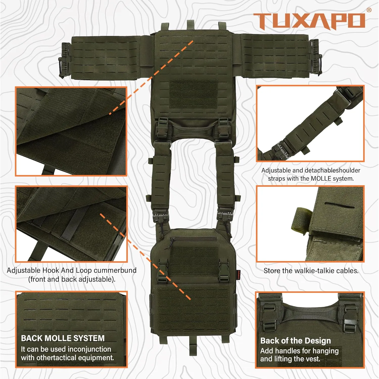 Tactical Molle Vest for Men Laser Cutting Modular Lightweight Quick Release Adjustable Vests