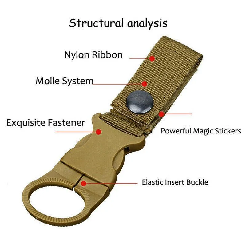 Tactical Molle Webbing Strap Clip Water Drink Bottle Holder Hook For Waist Belt