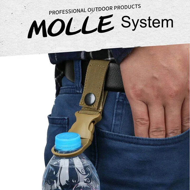 Tactical Molle Webbing Strap Clip Water Drink Bottle Holder Hook For Waist Belt