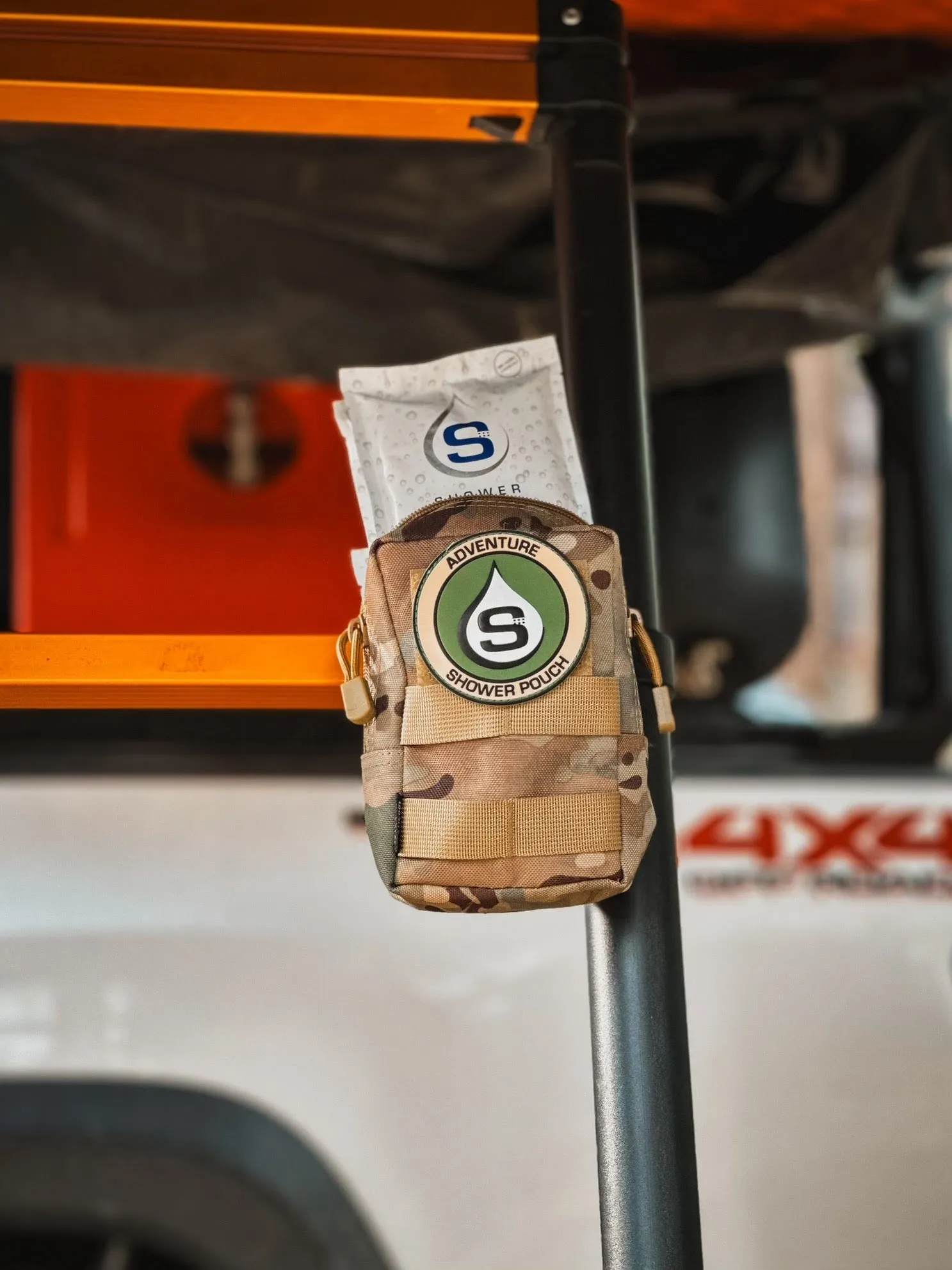 Tactical Molle Zipper Bag   Adventure Sampler Kit: 4 Shower Pouches, 1 Hand Sanitizer (80%), and 1 Deodorant