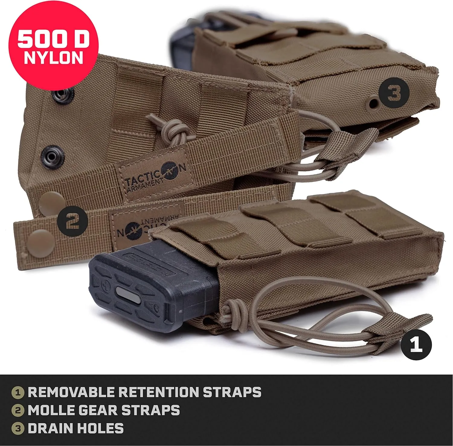 Tacticon BattlePouch | R1 R2 R3 Rifle Mag Pouches | Combat Veteran Owned Company | Molle Single Double Triple Rifle Magazine Holster for Ammo | Tactical Bag Accessories Holder
