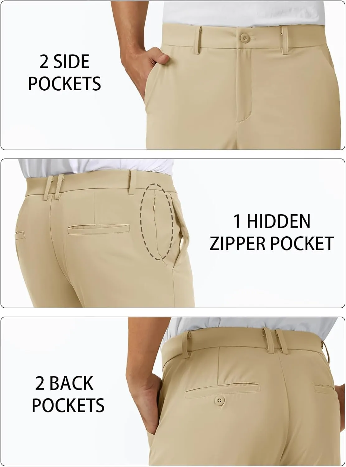 TACVASEN Golf Pants Men - 30"/32"/34" Stretch Lightweight Quick Dry Dress Pants for Men with Pockets for Work Casual
