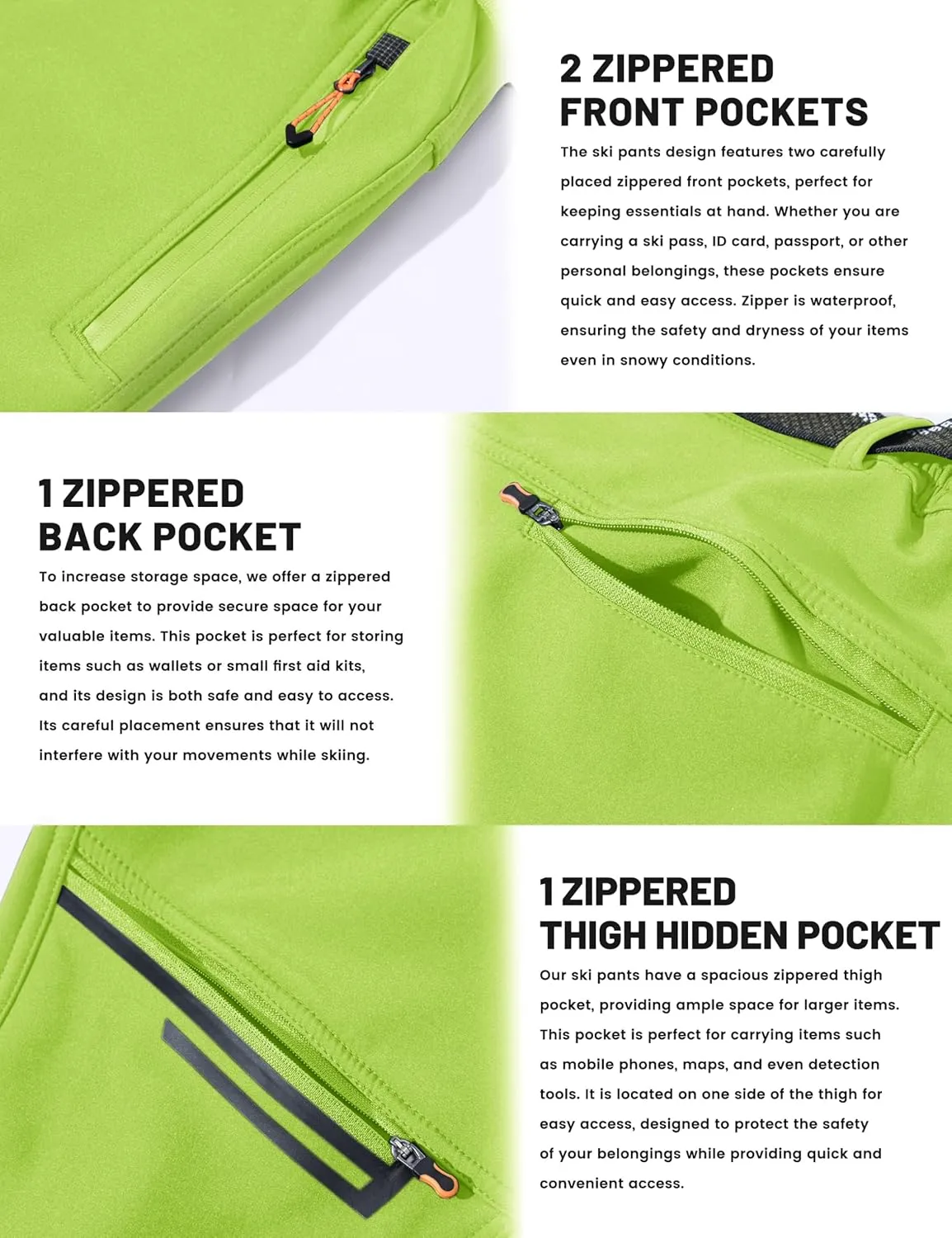 TACVASEN Men's Snow Ski Pants Windproof Snowboard Pants for Men Water Resistant Hiking Pants Fleece Lined Winter Working