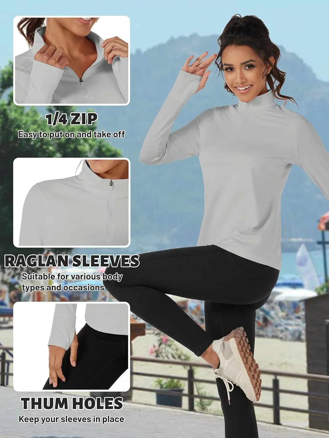 TACVASEN Women's Quarter Zip Pullover Fleece Lined Golf Shirt Long Sleeve Workout Tops Athletic Sweatshirt for Women