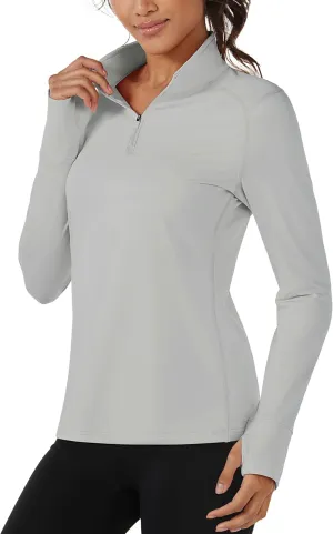TACVASEN Women's Quarter Zip Pullover Fleece Lined Golf Shirt Long Sleeve Workout Tops Athletic Sweatshirt for Women
