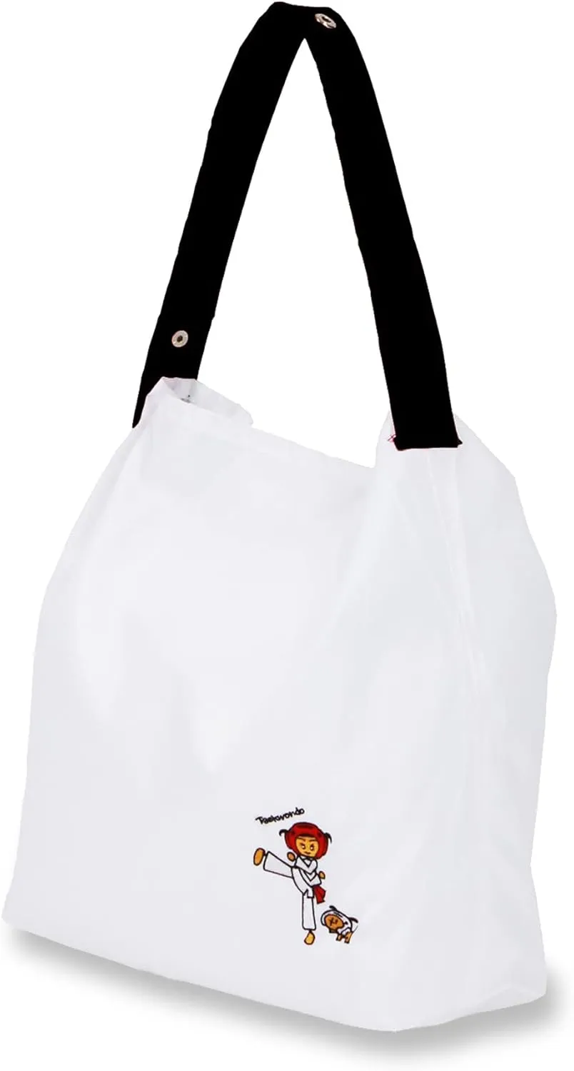 Taekwondo Belt Tote Bag Foldable Shopping Bag with Taekwondo Inspired Design Sturdy Belt Handles