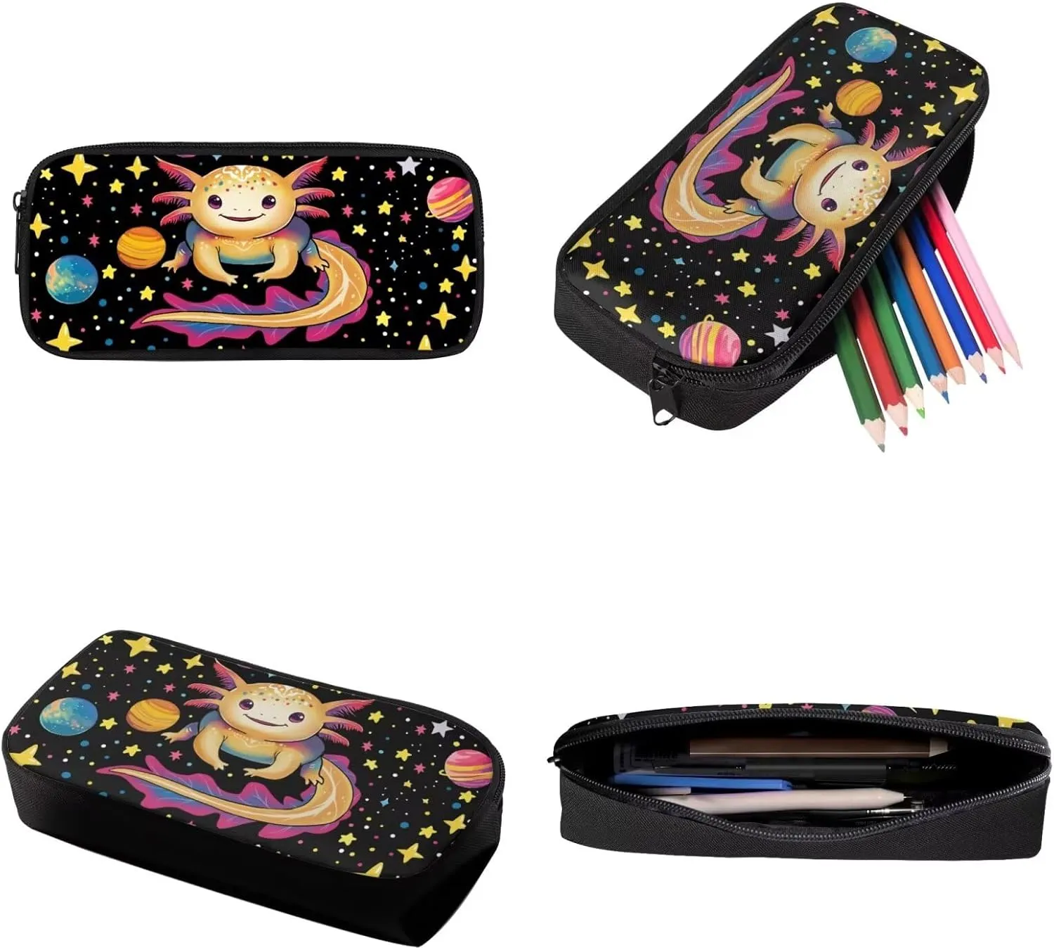 Talayituse Axolotl Planet Star Print Backpack for Teens Girls 3 in 1 Kids School Bag with Lunch Bag Pencil Case, 17 Inch Bookbag Bookpack for Elementary Middle High School Student