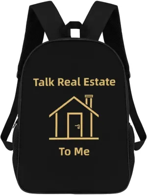 Talk Real Estate to Me Classic 17 Inch Backpack for Men Women Casual Basic Bag with Side Pockets for Travel Business
