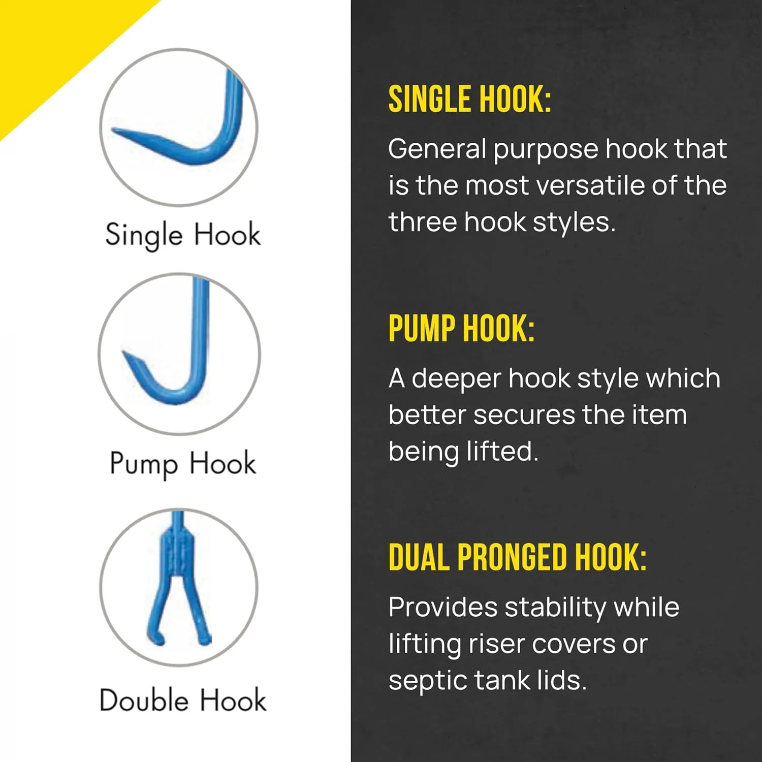 T&T Tools Heavy Duty Handy Hook – Portable 30 Inch with 3/8" Round Pump Hook End –Multipurpose Lifting and Pulling Tool for Manhole Covers, Septic Tanks, Storm Drains, Sewer Lids & More –2 Pack