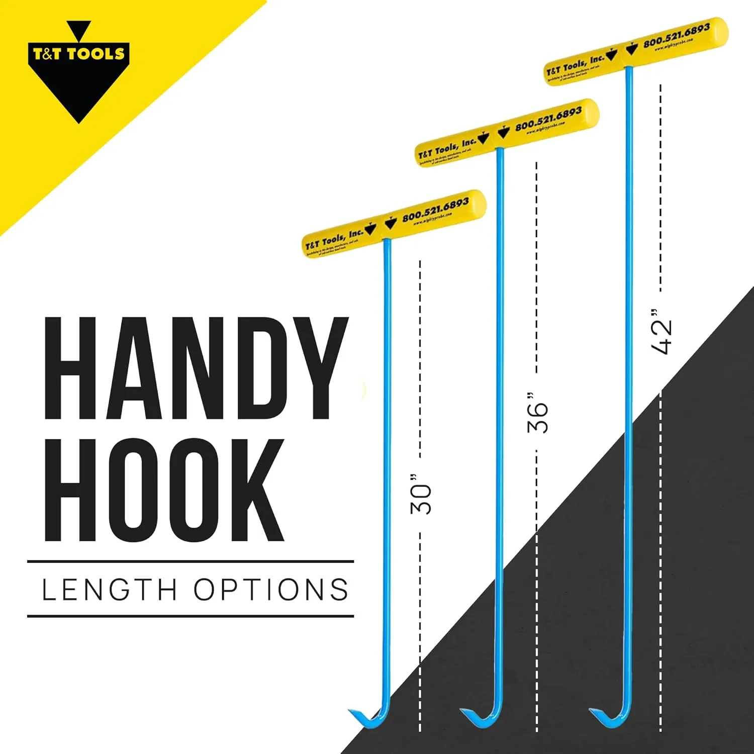 T&T Tools Heavy Duty Handy Hook – Portable 30 Inch with 3/8" Round Pump Hook End –Multipurpose Lifting and Pulling Tool for Manhole Covers, Septic Tanks, Storm Drains, Sewer Lids & More –2 Pack