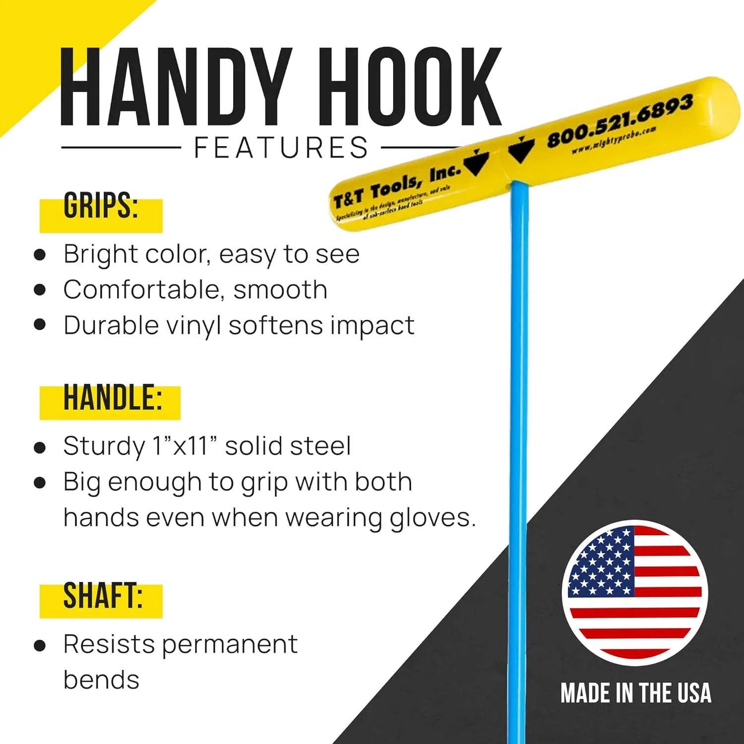 T&T Tools Heavy Duty Handy Hook – Portable 30 Inch with 3/8" Round Pump Hook End –Multipurpose Lifting and Pulling Tool for Manhole Covers, Septic Tanks, Storm Drains, Sewer Lids & More –2 Pack