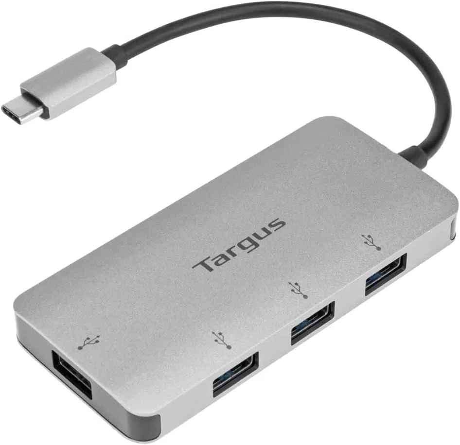 Targus USB-C to 4-Port USB-A Hub – Expand Your Connections with High-Speed Data Transfer and Universal Compatibility, Laptop USB Splitter and Adapter (ACH226BT)