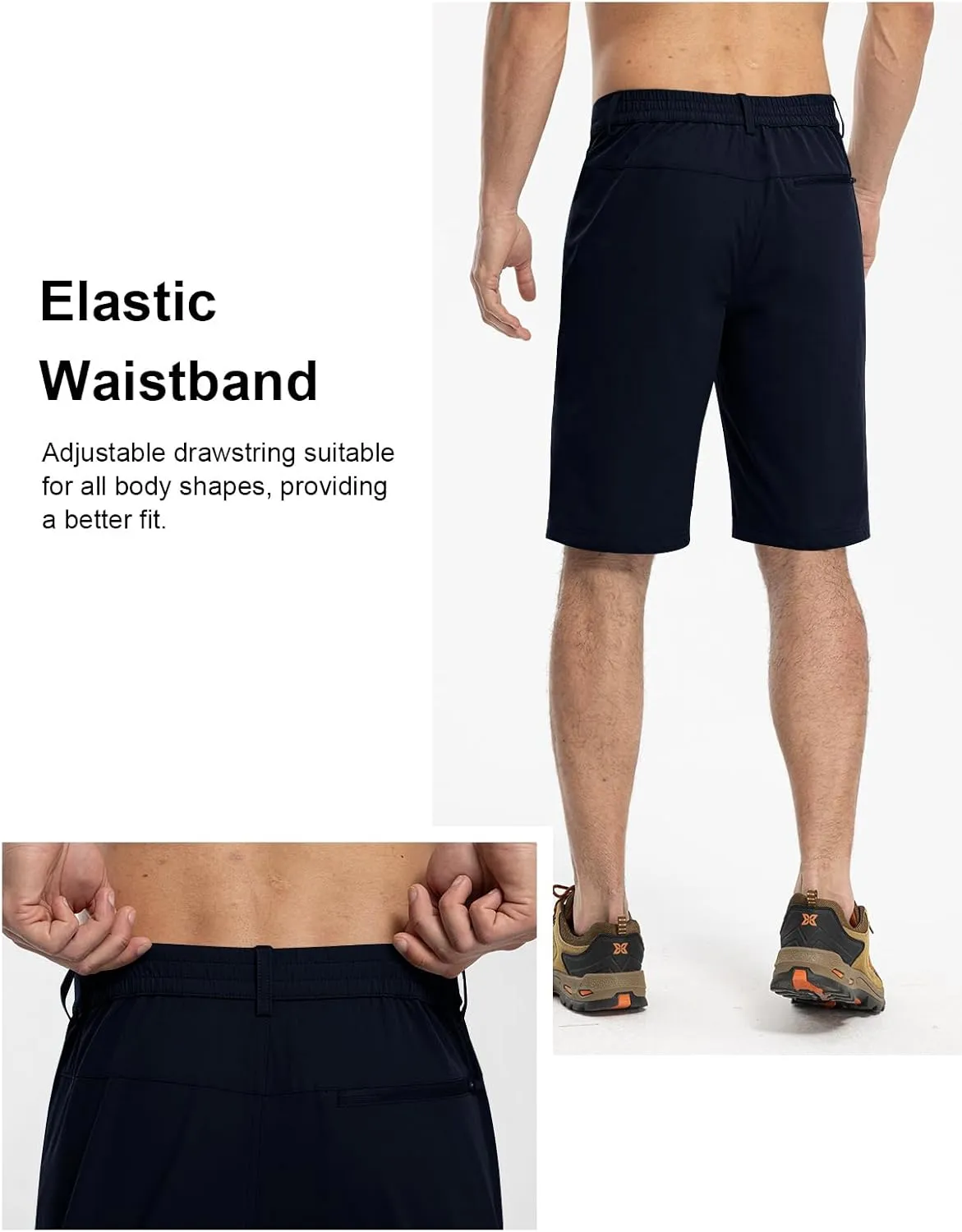 TBMPOY Men's Golf Dress Shorts Stretch Elastic Waist 11" Quick Dry Lightweight Travel Casual Shorts 5 Pockets Travel Casual