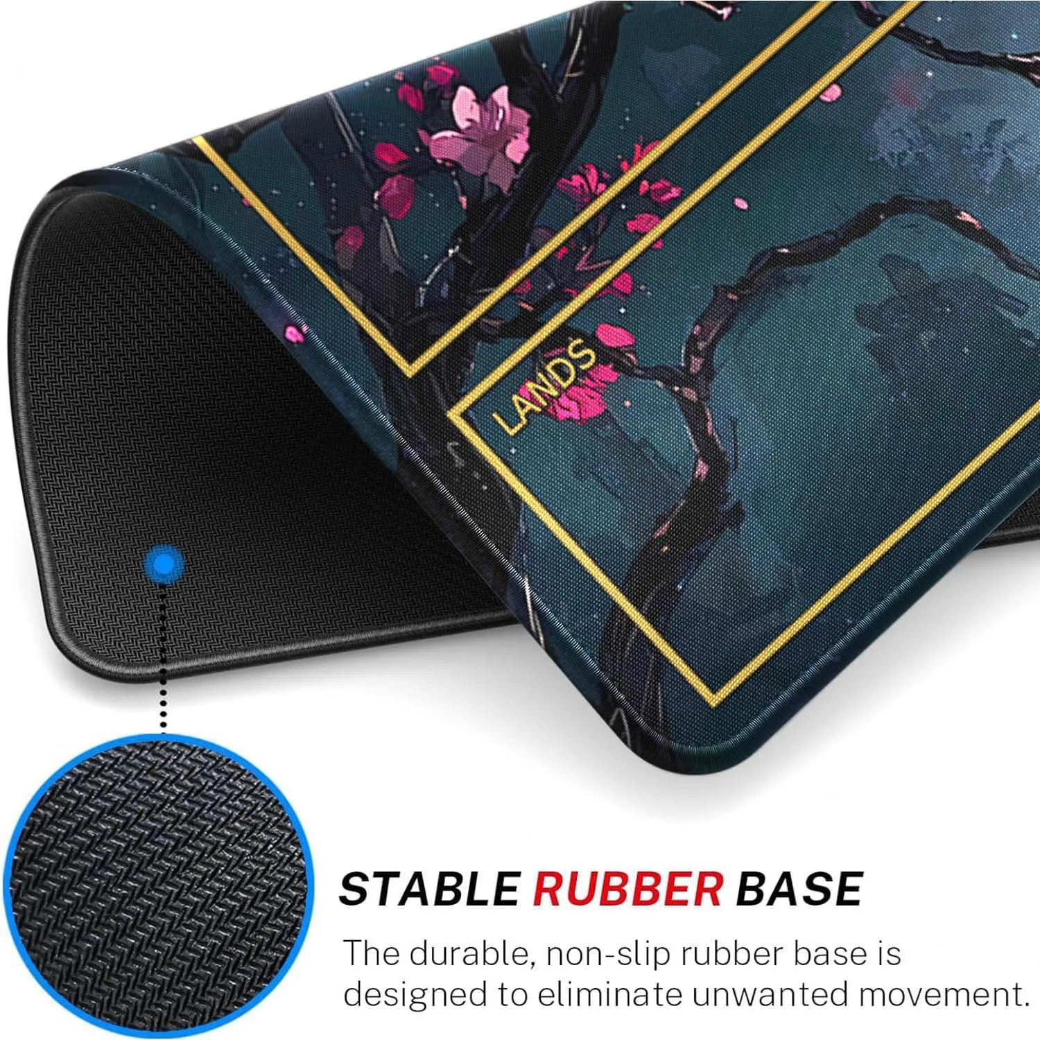 TCG Playmat Stitched Edges, 24 x 14 inches MTG Play Mat with Zones for MTG Trading Card Game Playmats Smooth Surface Battle Game Rubber Collection