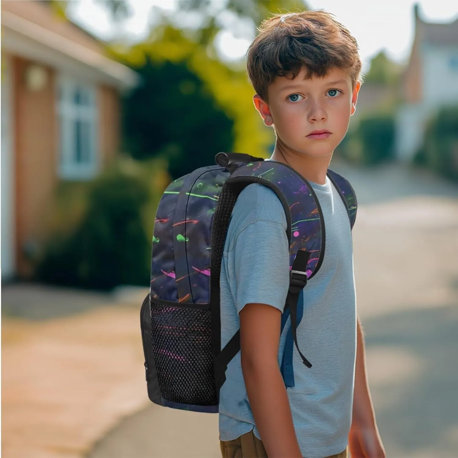 Teenage Backpacks for Boys Kids Backpack with Lunch Box Set of 4 Large Capacity Bookbags for 6th Grade Boys School Bag with Zipper Front Pocket Causal Daypack for Elementary School