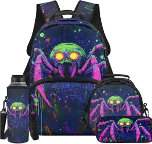 Teenage Backpacks for Boys Kids Backpack with Lunch Box Set of 4 Large Capacity Bookbags for 6th Grade Boys School Bag with Zipper Front Pocket Causal Daypack for Elementary School
