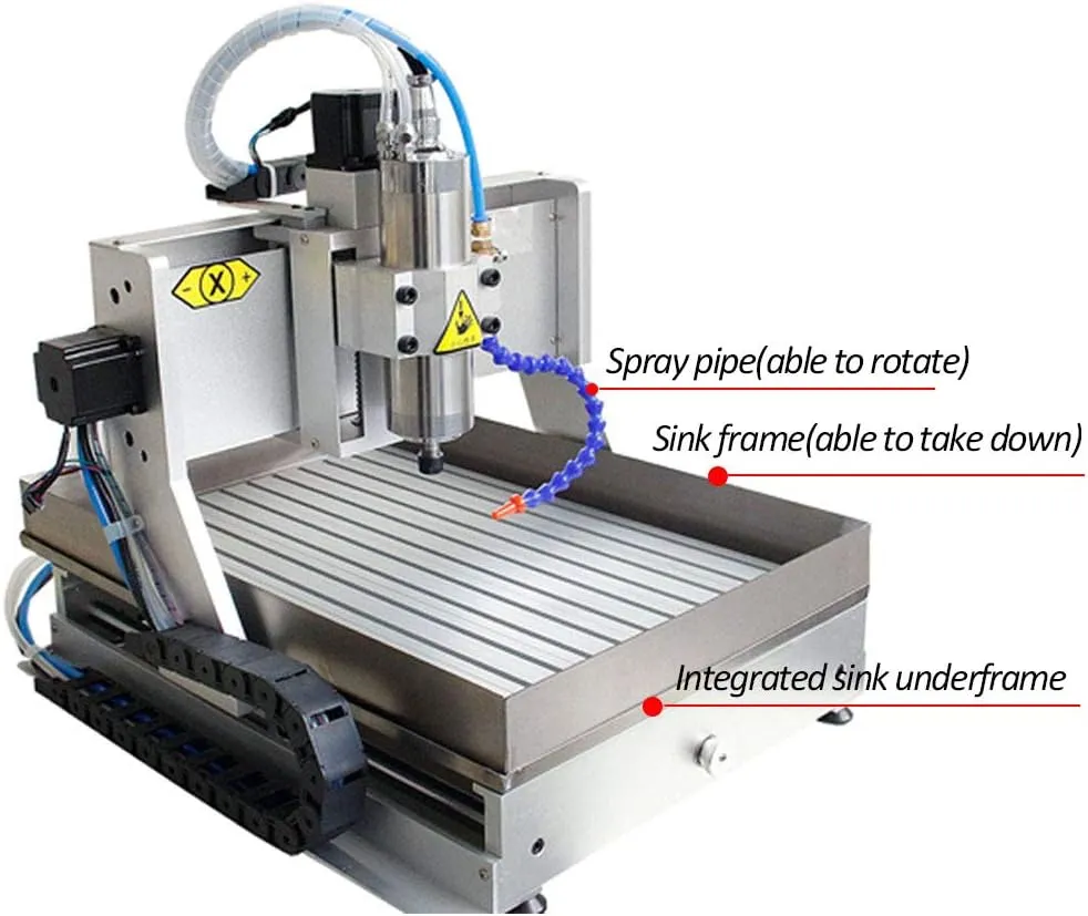 TEN-HIGH 6090 800W CNC Router Engraving Drilling Milling Machine,usb port with 4th axis and sink device.