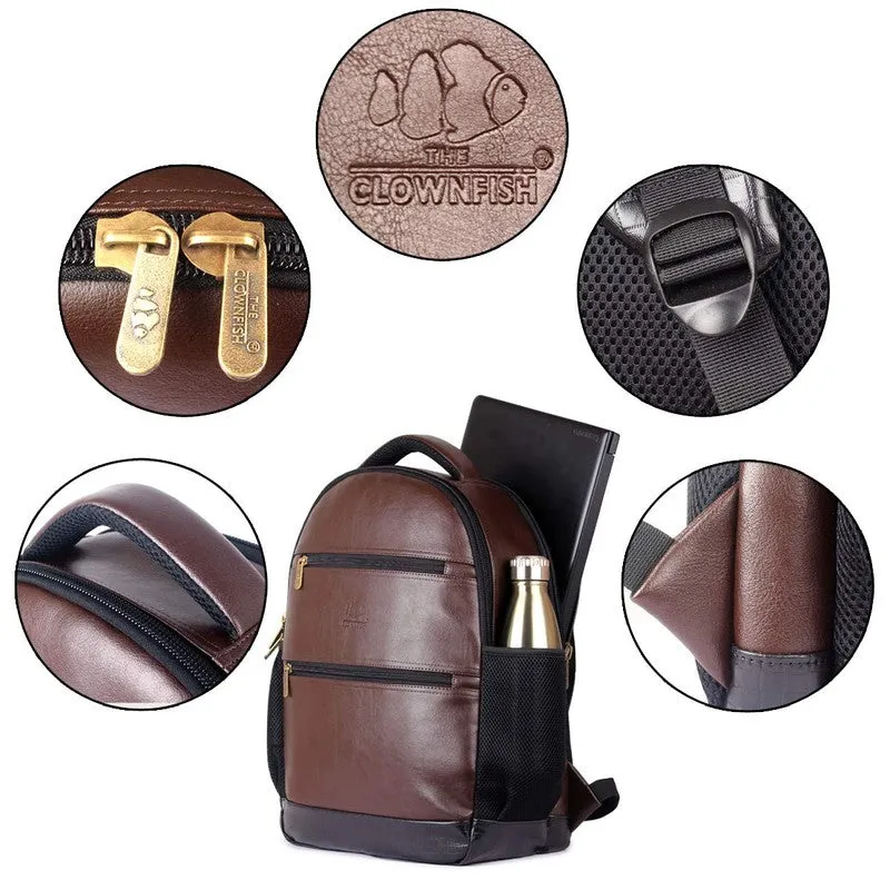 THE CLOWNFISH Jovial 27L Laptop Backpack | Water Resistant | 15.6 inch | Dark Brown