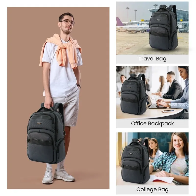 The Clownfish Laptop Backpack - USB Port & Padded Sleeve | 18 Inch | 35L | Grey