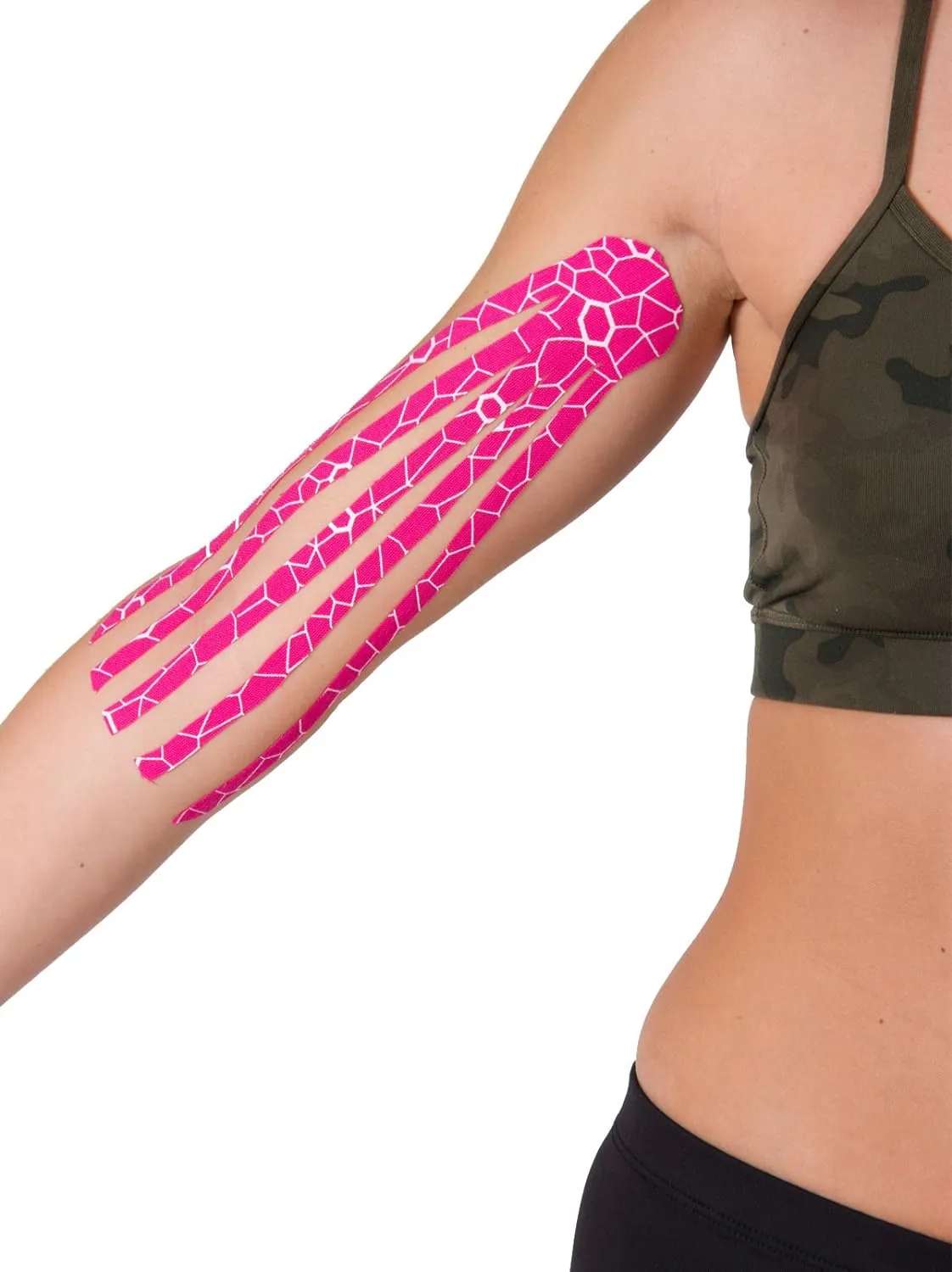 THERABAND Kinesiology Tape, Waterproof Physio Tape for Muscle & Joint Support, Standard Roll with XactStretch Application Indicators, 2" X 10" Strips, 20 Precut Strips, Black/Gray