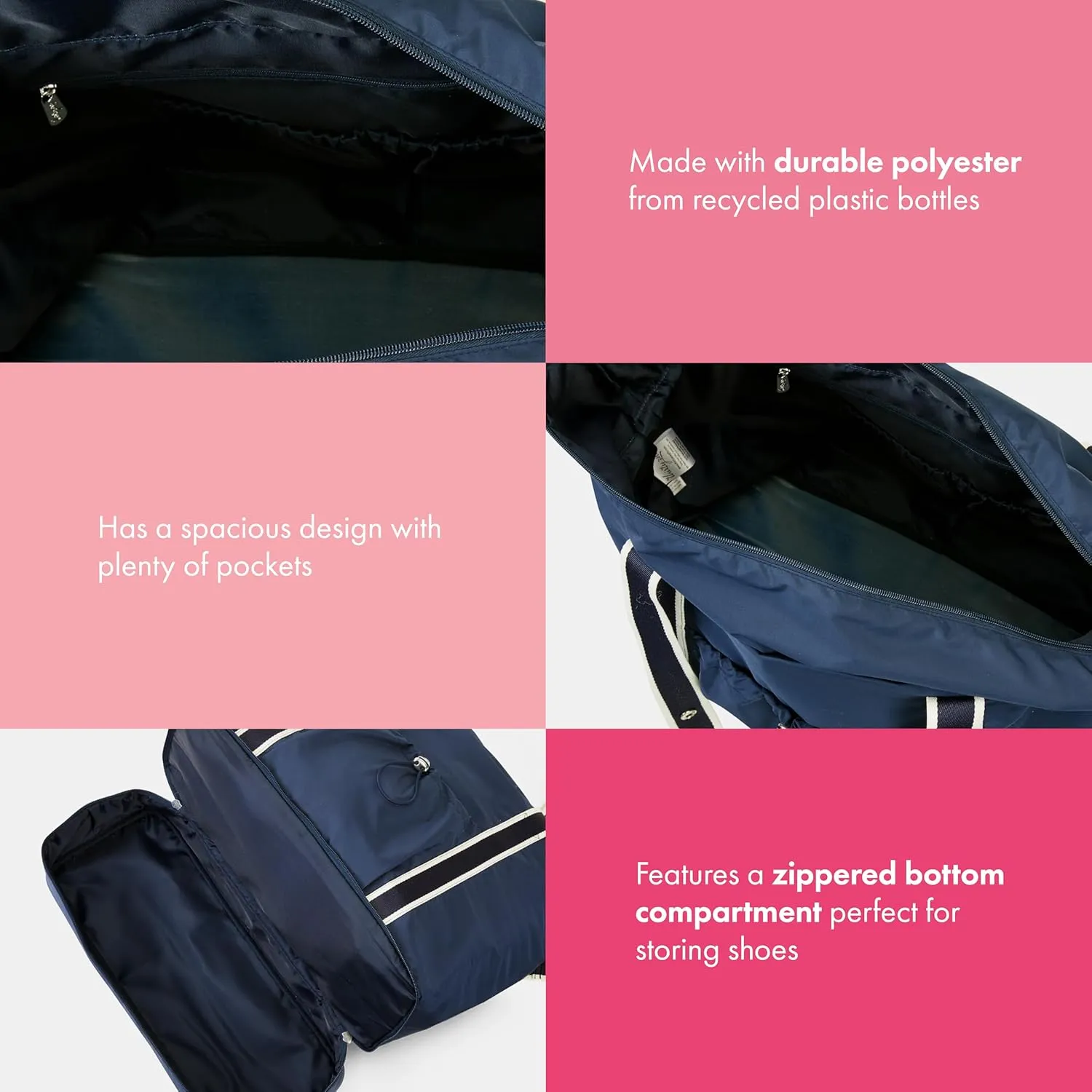 THIRTY-ONE Gifts Deluxe Travel Tote Bag, Multiple-Pocket Tote Bag for Travel and Work, Navy