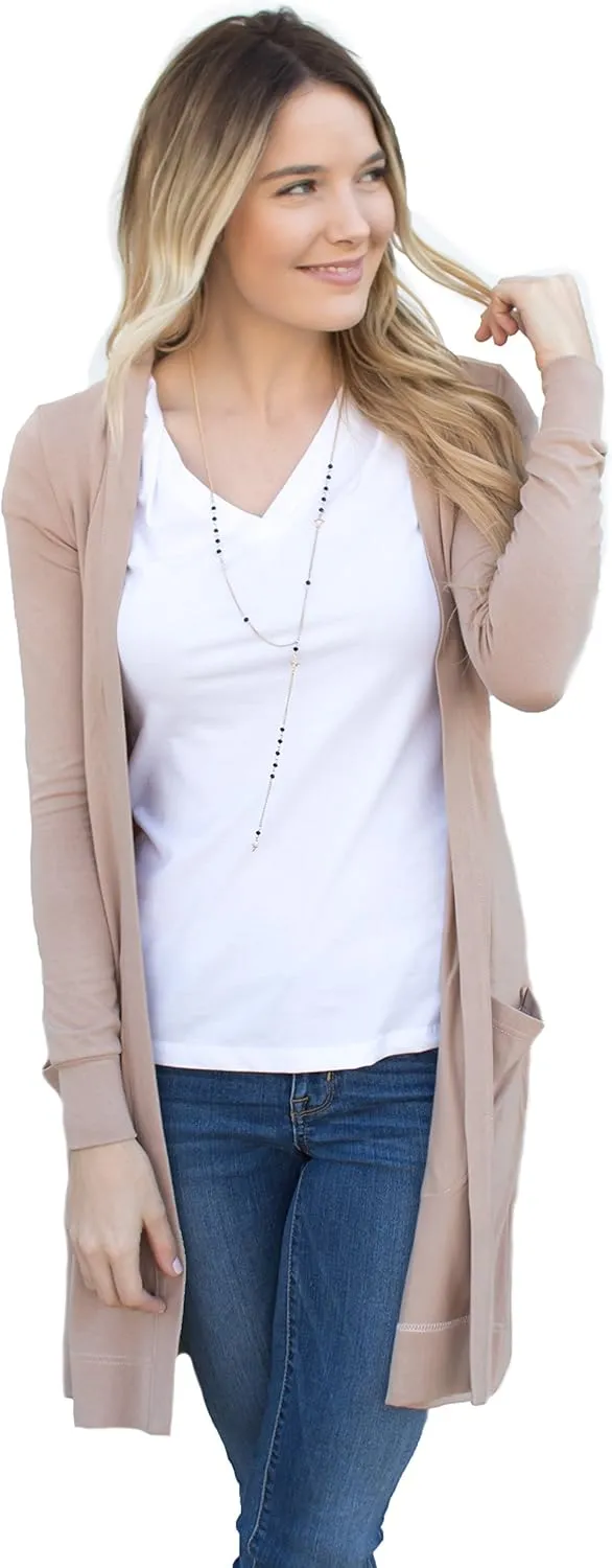Tickled Teal Women’s Soft Long Sleeve Pocket Cardigan