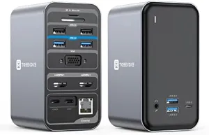 TobenONE USB C Laptop Docking Station Dual Monitor, 15-in-1 USB C Dock with Dual HDMI, 65W Power Supply, VGA, 4 USB 3.0, 2 USB 2.0, USB C, SD/TF, Ethernet and Audio/Mic for Lenovo, HP, Dell, Surface